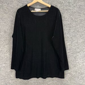Bechamel Blouse Women XL Black Velvet Long Sleeve Round Neck Pullover Casual